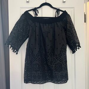 Johnny Was Black Embroidered Blouse